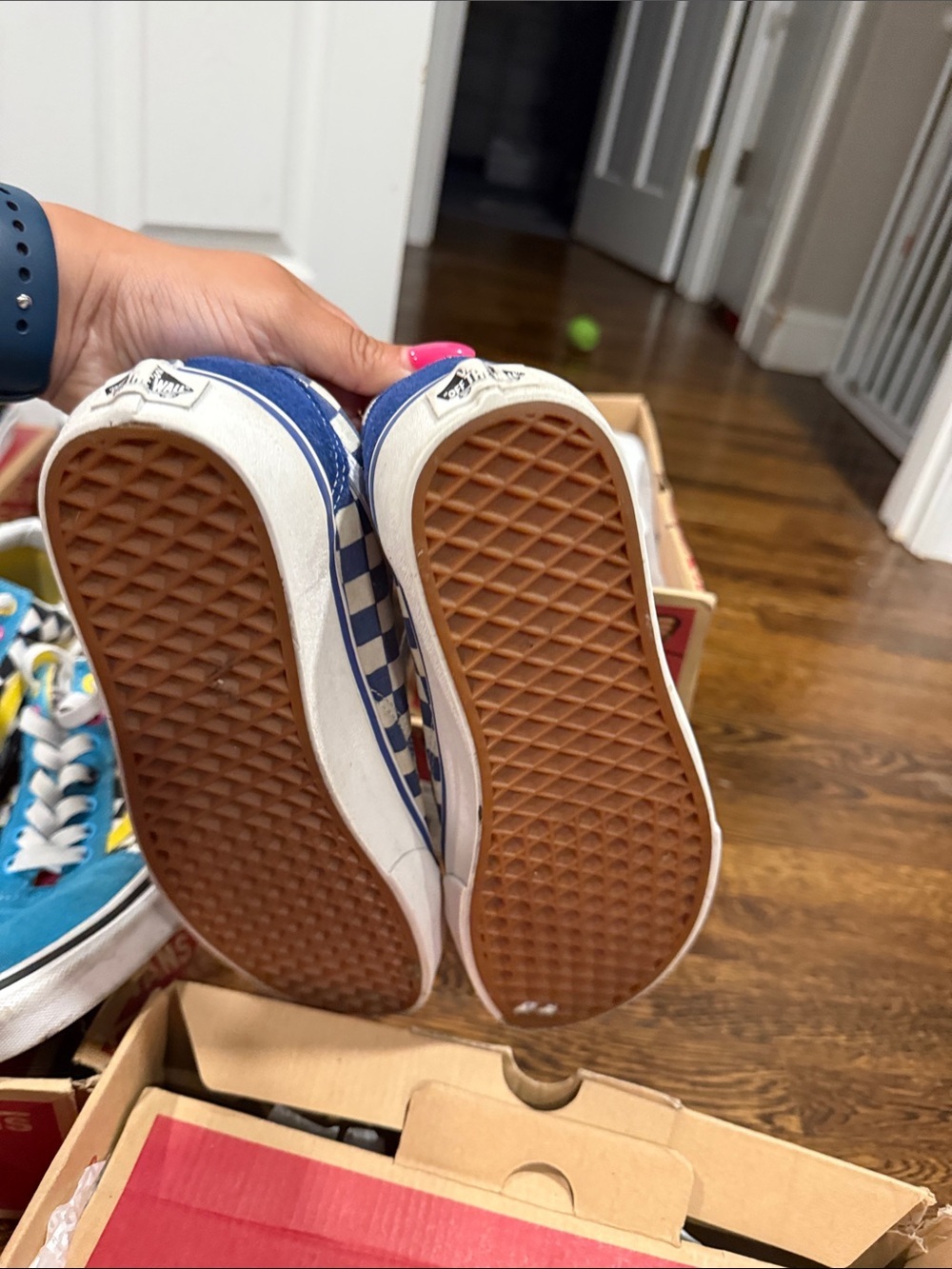 Vans Classic Old Skool Blue & White Checkerboard Sneakers - Picture 2 of 4